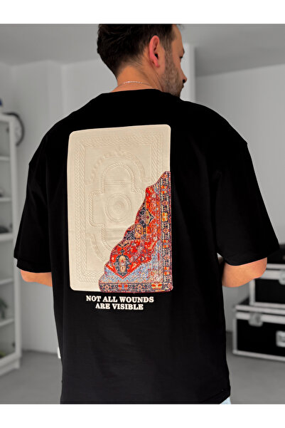 BYBASICMAN Crna poleđina reljefna Oversize kroj T-shirt SW-5084