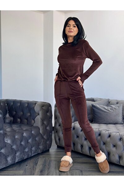 RAMONA BADESCU EXCLUSIVE Fine velvet tracksuit with loose blouse and tapered ...