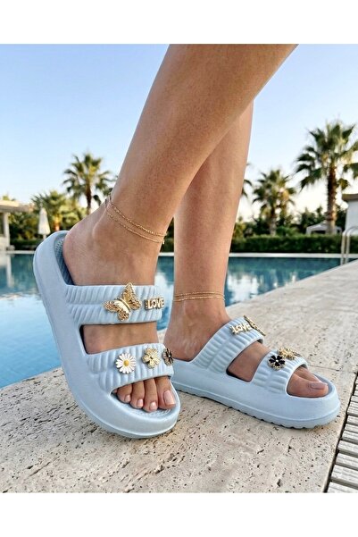 Ayhan Kundura شبشب شاطئ نسائي مريح مرصّع بالأحجار ديلي شبشب