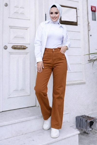 Tesettür Diyarı Women's Palazzo Jeans - Tan