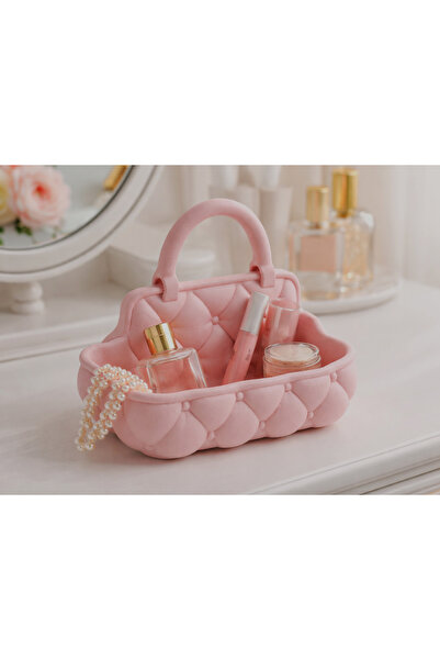 barsdepo بمقبض، بنقشة مبطّنة، منظم مزخرف للمكياج والمجوهرات