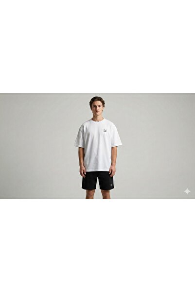 EFFRENATU Lıvo Oversized T-Shirt Shorts Set Embroidered Cotton Piece Comforta...