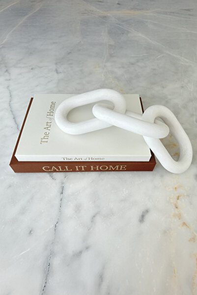 moontime alaçatı Şık Beyaz Ahşap Dekoratif Zincir WR001