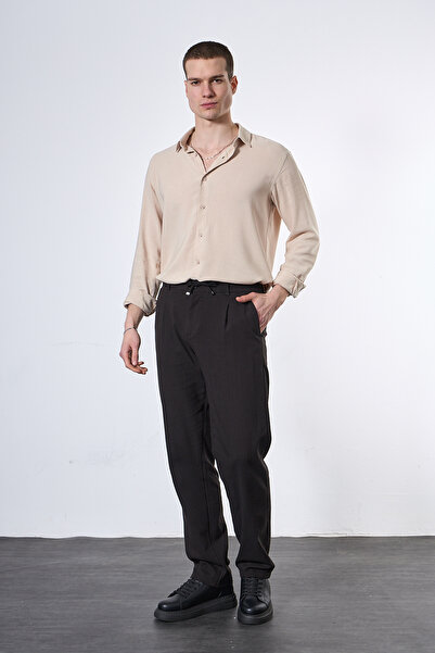 Mesfeno Elastic Waist Baggy Linen Trousers