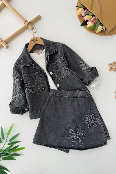 Minigimin Cicileri Set de blugi din 3 piese pentru fetițe, cu jachetă și fust...