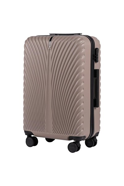 WINGS BRAND Valiză medie WINGS SWAN 24" bej - ABS+, roți 360° și blocare
