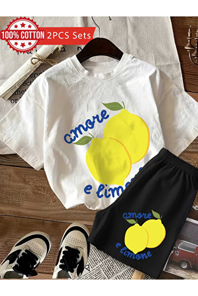 Flow touch Li̇meon B Printed O Oversized Shorts Set