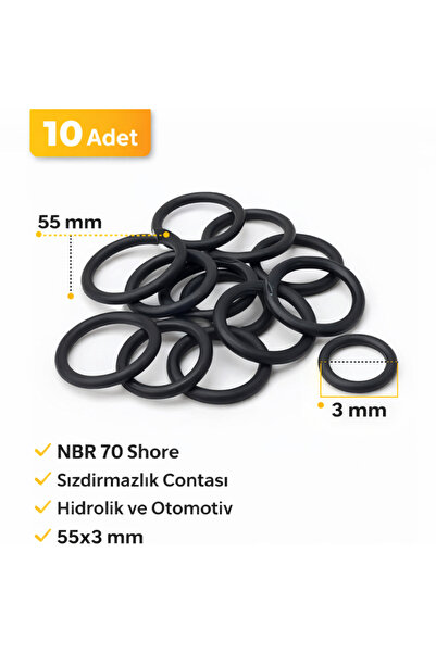Yerli 55x3 mm O-Ring NBR 70 Shore Sızdırmazlık Contası Hidrolik Oring Lastik ...