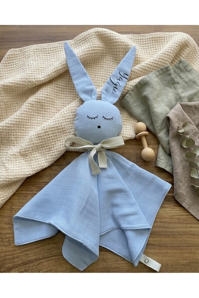 Zenkova İsim Baskılı Müslin organik uyku arkadaşı emzik askılı