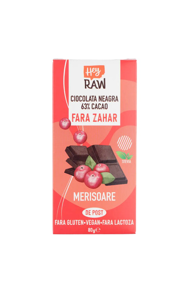 Heyraw DARK CHOCOLATE 63% cocoa - Cranberries