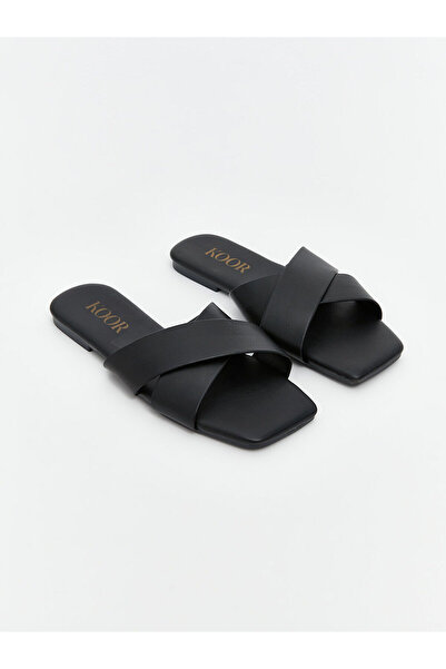 LC Waikiki Peak New Season Leather-Look Cross-Strapped Women's Slipper