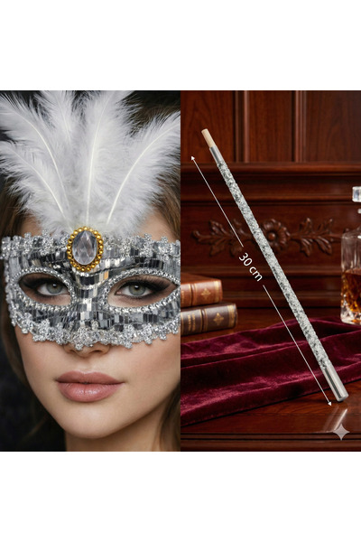 shop Set de mască argintie strălucitoare - Set dublu: mască argintie și supor...