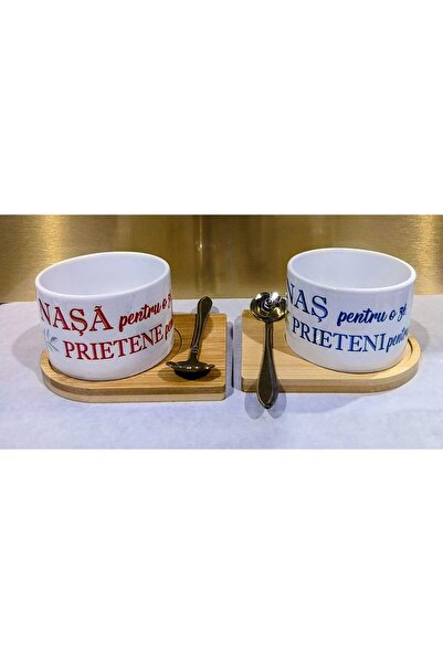 OEM gift set of espresso cups with Bamboo saucer and spoon