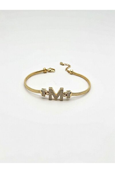 DOĞA KUTUSU Zircon Shiny Stone "M" Letter Women's Bracelet