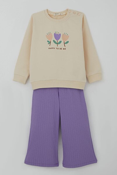 Breeze Girl's Tracksuit Set Confidence Themed Shimmering Tulips Printed 1.5-5...