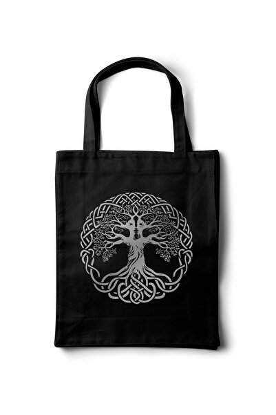 INKD Sanatsal Gabardine Cloth Bag – Norse Yggdrasil Printed Design - 35X40