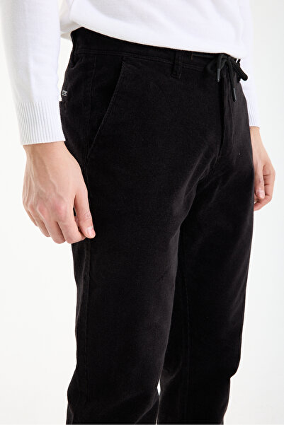 muzzo jeans Ελαστική Μέση Σκούρο Καφέ Βελούδο κοτλέ Παντελόνι Chino