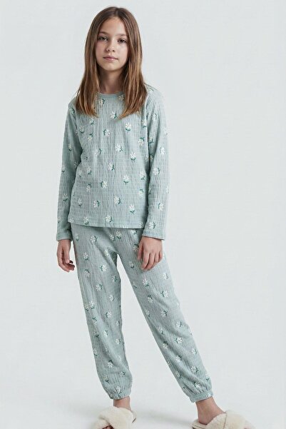 Breeze Devojčička pidžama set Daisy Sa deznom 9-12 godina, vodeno zelena