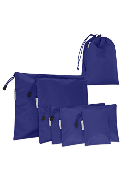 Navaris Set of 7 Travel Bags, Polyester, Blue, 50581.17.01