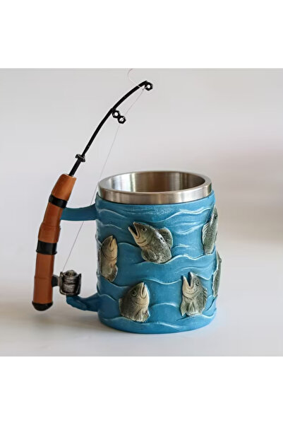 esdekor Fishing Cup Fishhook Shaped Strappy Cups, Stainless Steel Interior