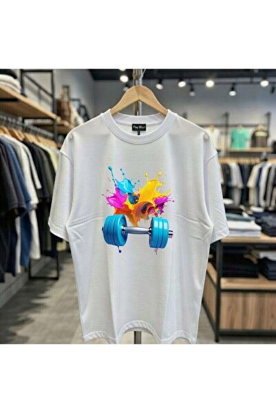 playwear Μπλουζάκι με στάμπα σε χρώμα Dumbbell, 100% βαμβακερό, oversized, χα...