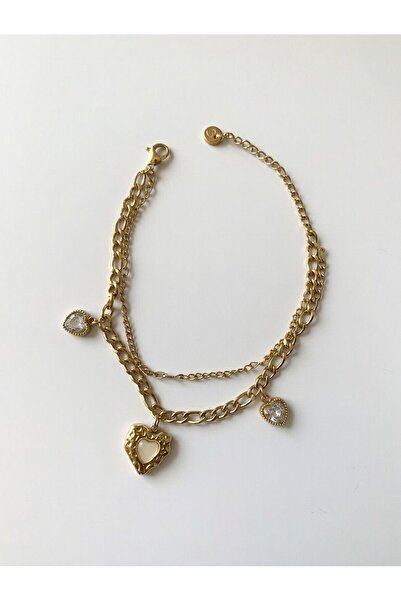 DOĞA KUTUSU Steel, Colorful Heart Stone, Women's Bracelet