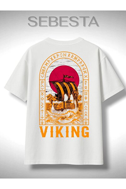Sebesta Fashion تي شيرت فايكنج مطبوع بريميوم كبير الحجم