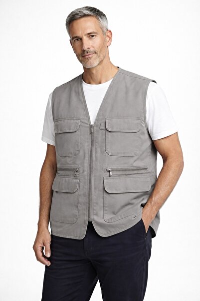 BURSPA Comfortable Cut Multi Pocketed Cotton Pack Classic Men's Dad Vest