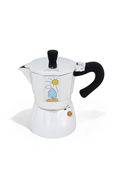 Saatistan Alüminyum Espresso Kahve Makinesi 240 ml, Desenli, Gümüş Renk