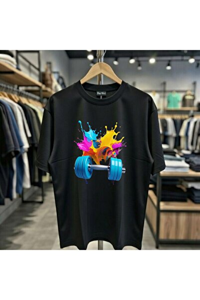 playwear Μπλουζάκι με στάμπα σε χρώμα Dumbbell, 100% βαμβακερό, oversized, χα...