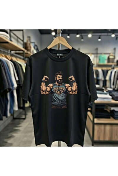 playwear Μπλουζάκι με στάμπα Muscular Bady Gym Sports, 100% βαμβακερό, oversi...