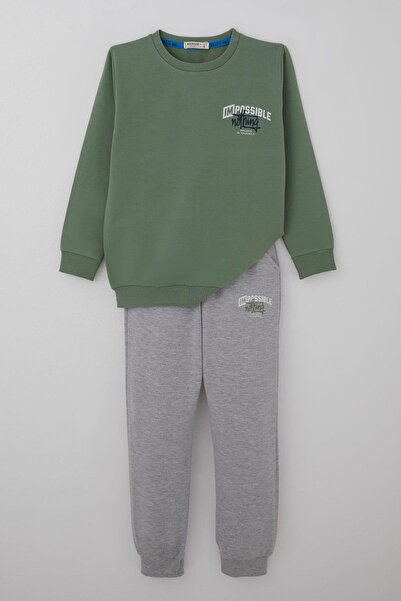 Breeze Boy's Tracksuit Set with Back Print Detail Pocketed Ages 7-12, Mint Green