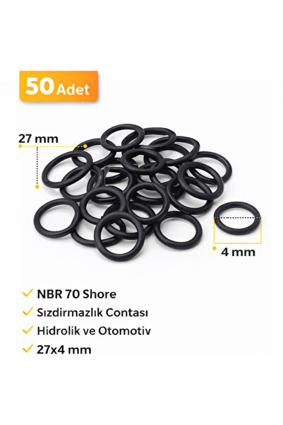 Yerli 27x4 mm O-Ring NBR 70 Shore Sızdırmazlık Contası Hidrolik Oring 50 Adet