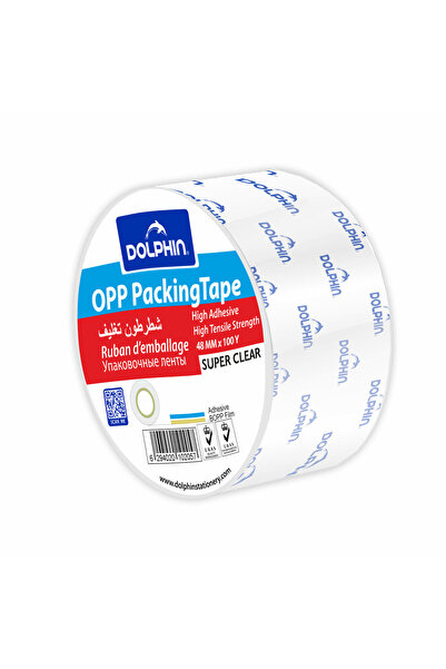 Dolphin Super Clear Packing Tape 48 mm × 100 Yards, Transparent Tape for Pack...