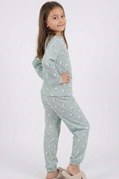 Breeze Devojčička pidžama set Daisy Sa deznom 4-8 godina, vodeno zelena