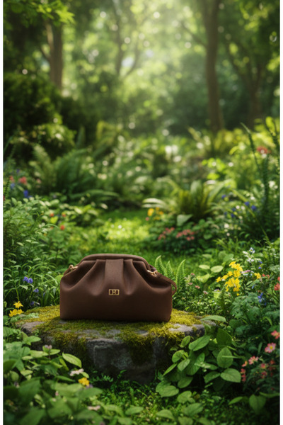 ABABEY Alara çanta kahve rengi süet yansılamalı yumuşak el kol çantası