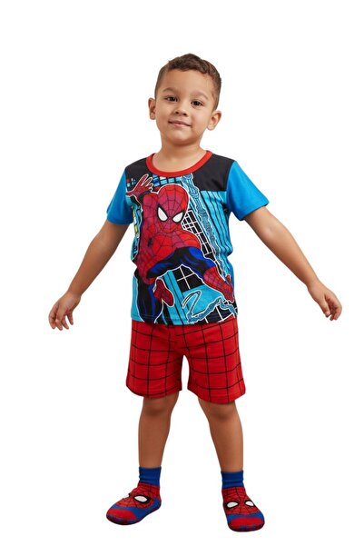 Bidani - -Boys Night Pajama Set – Short Sleeve Sleepwear, Blue & Red, 2–6 Years