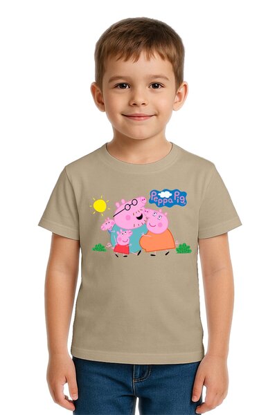 SEDİRLİ Unisex Peppa Pig Printed Children's T-Shirt Cotton Combed Cotton Fabric
