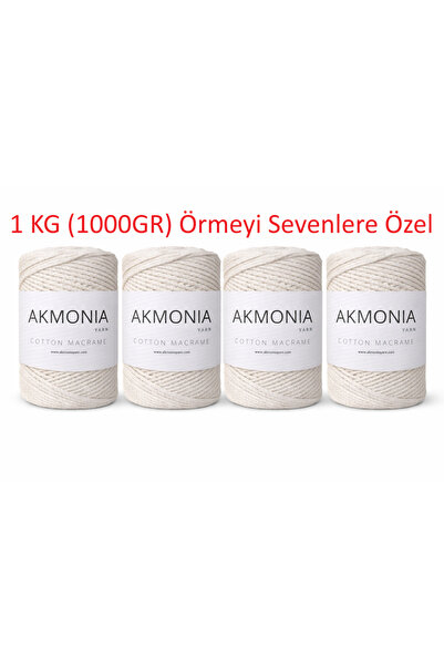 Akmonia Makrome örme ip 1 KG 2mm Çanta ipi ,Supla ip ,Ev Dekorasyon , Runner ...