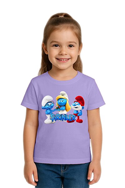 SEDİRLİ Tricou unisex pentru copii Smurfs cu imprimeu bumbac bucăți din bumba...