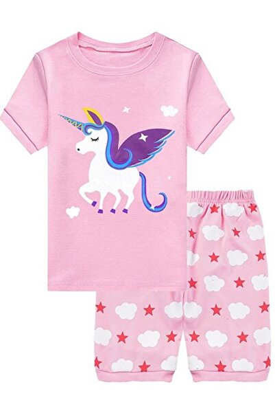 Bidani - Girls Night Pajama Set – Short Sleeve Cotton Blend Sleepwear, Pink, ...