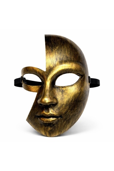 CT STONES Antique Effect Gold Half Face Plastic Party Mask