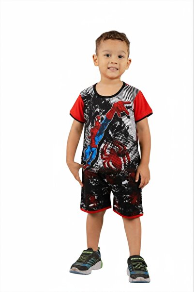 Bidani - -Boys Night Pajama Set – Short Sleeve Sleepwear, Red & Black, 2–6 Years