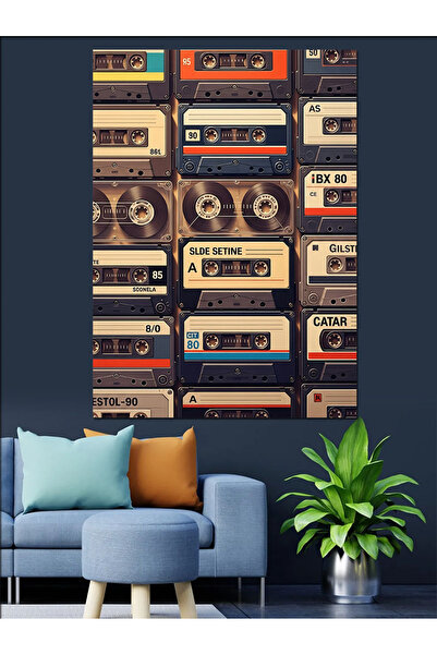 karizmart Eski Kasetler Ve Nostaljik Müzik Dekoratif Kanvas - Mdf Ahşap Tablo