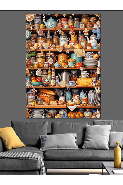 karizmart Farklı Çeşitlerde Çini Vazo Koleksiyonu Dekoratif Kanvas - Mdf Ahşa...