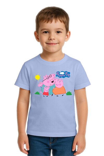 SEDİRLİ Unisex Peppa Pig Printed Children's T-Shirt Cotton Combed Cotton Fabric