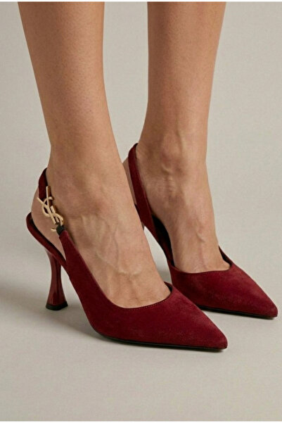 ŞAH Suede High Quality Open Back 7cm Heeled Evening Dress Shoes