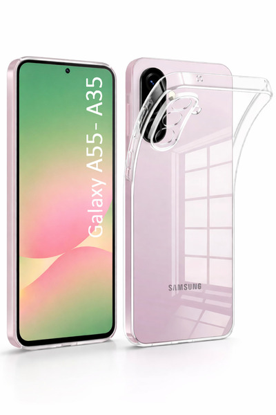 Tech&bello accessories حافظة سيليكون شفافة متوافقة مع سامسونج A35 / A55 مع حم...