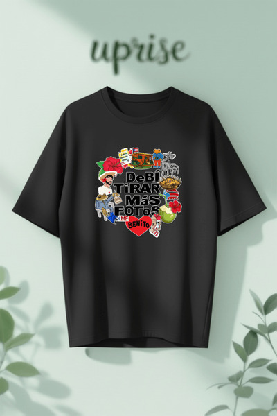 Vordevia Bad Bunny Debi Tirar Mas Fotos cu imprimeu bumbac lu supradimensiona...