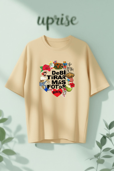 Vordevia Bad Bunny Debi Tirar Mas Fotos cu imprimeu bumbac lu supradimensiona...